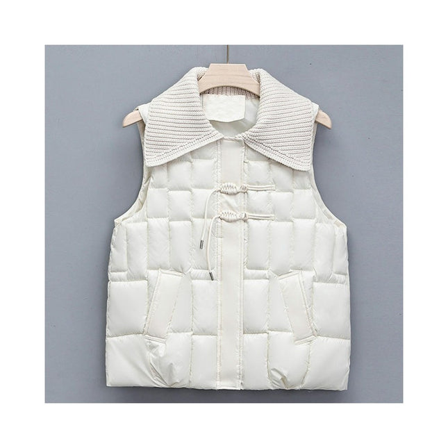 Women's Winter Puffer Vest Quilted Zip Up Padded Gilet Coat with Pockets