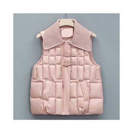Women's Winter Puffer Vest Quilted Zip Up Padded Gilet Coat with Pockets