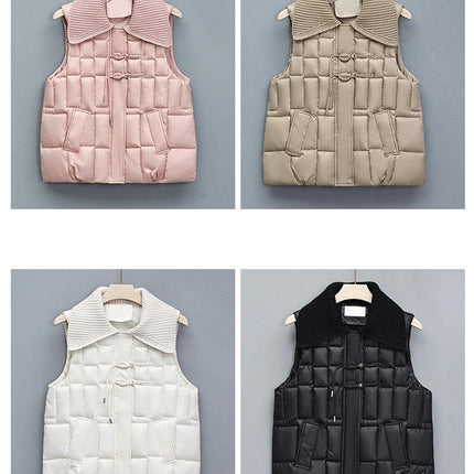 Women's Winter Puffer Vest Quilted Zip Up Padded Gilet Coat with Pockets