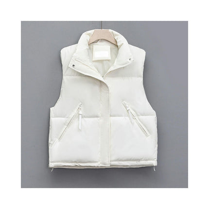 Women's Padded Puffer Vest Stand Collar Zip Up Sleeveless Jacket