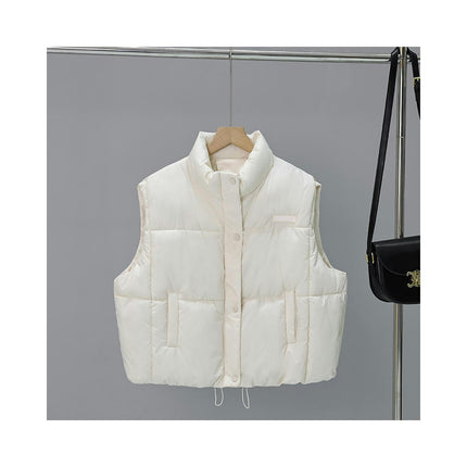 Women's Winter Crop Sleeveless Warm Outerwear Puffer Vest Padded Gilet