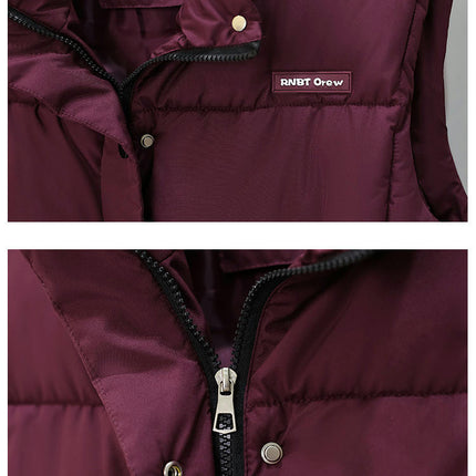Women's Winter Crop Sleeveless Warm Outerwear Puffer Vest Padded Gilet