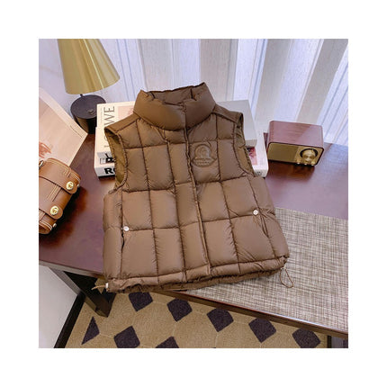 Puffer Vest Women Winter Zip Up Sleeveless Stand Collar Outerwear Warm Jacket Coat