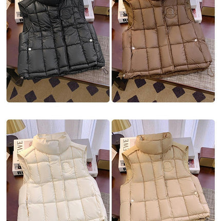 Puffer Vest Women Winter Zip Up Sleeveless Stand Collar Outerwear Warm Jacket Coat