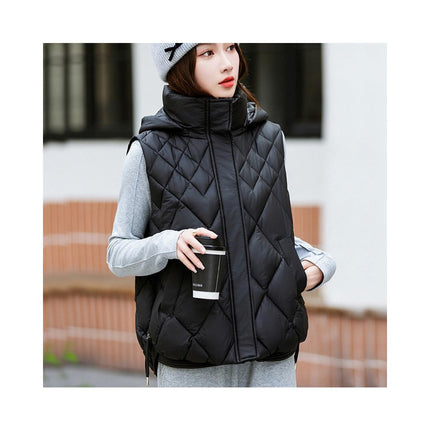 Women's Zip Up Puffer Vest Hooded Sleeveless Winter Outwear Padded Coat