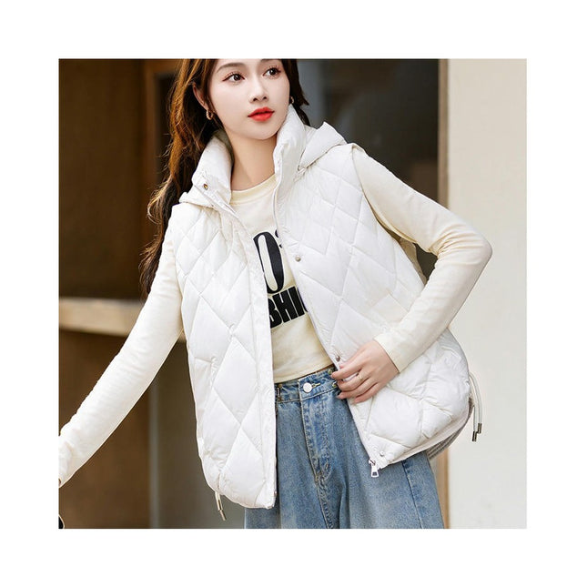 Women's Zip Up Puffer Vest Hooded Sleeveless Winter Outwear Padded Coat