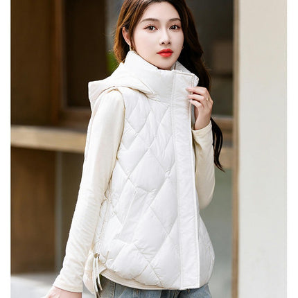 Women's Zip Up Puffer Vest Hooded Sleeveless Winter Outwear Padded Coat