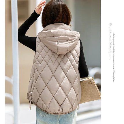 Women's Zip Up Puffer Vest Hooded Sleeveless Winter Outwear Padded Coat
