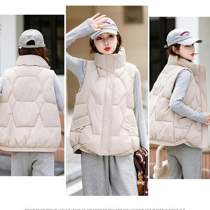 Women's Puffer Stand Collar Vest Quilted Padded Jacket Sleeveless Warm Outerwear