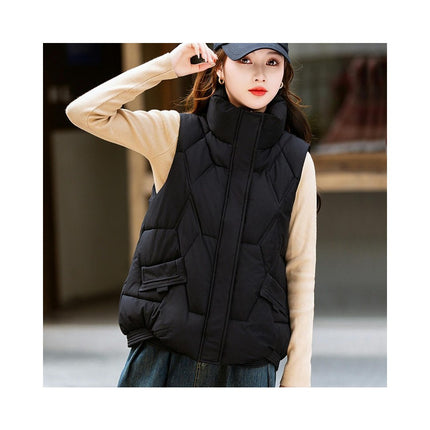 Women's Puffer Stand Collar Vest Quilted Padded Jacket Sleeveless Warm Outerwear