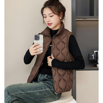 Womens Sleeveless Puffer Vest Zip Up Outerwear Warm Winter Jackets Coats