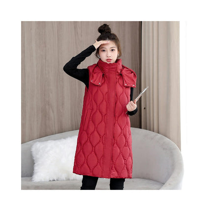 Women's Long Puffer Vest Winter Quilted Hooded Sleeveless Full Zip Outwear