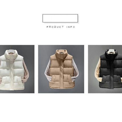 Women's Puffer Vests Sleeveless Winter Stand Collar Jacket Padded Gilet