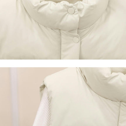 Women's Crop Padded Vest Stand Collar Sleeveless Puffer Gilet Outerwear