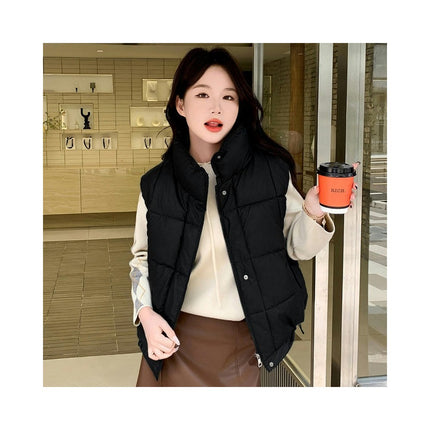 Puffer Vest Women Zip Up Sleeveless Winter Stand Collar Padded Jacket Coat