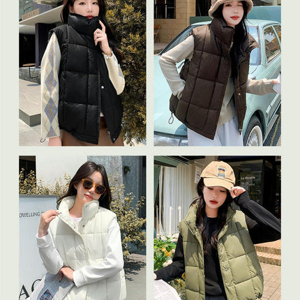 Puffer Vest Women Zip Up Sleeveless Winter Stand Collar Padded Jacket Coat