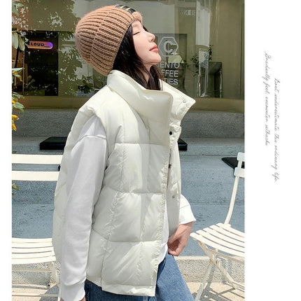 Puffer Vest Women Zip Up Sleeveless Winter Stand Collar Padded Jacket Coat