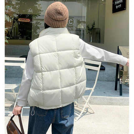 Puffer Vest Women Zip Up Sleeveless Winter Stand Collar Padded Jacket Coat
