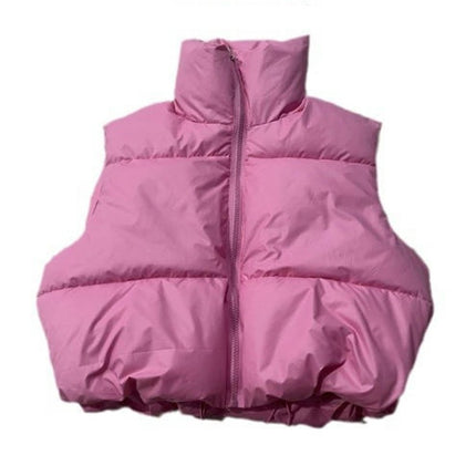 Women's Winter Cropped Puffer Vest Sleeveless Zip Up Gilet Padded Warm Outerwear