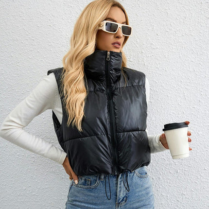 Women's Winter Cropped Puffer Vest Sleeveless Zip Up Gilet Padded Warm Outerwear