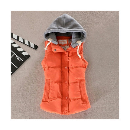 Women's Sleeveless Quilted Removable Hooded Winter Puffer Vest Coat