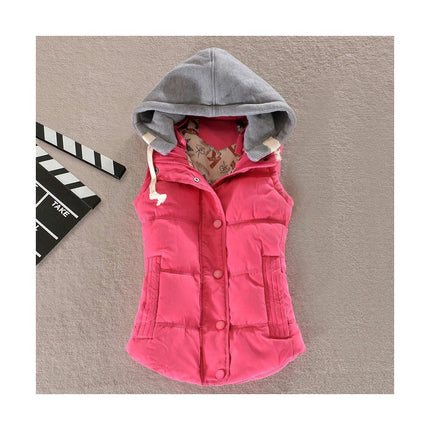 Women's Sleeveless Quilted Removable Hooded Winter Puffer Vest Coat