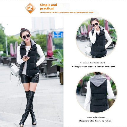 Women's Sleeveless Quilted Removable Hooded Winter Puffer Vest Coat