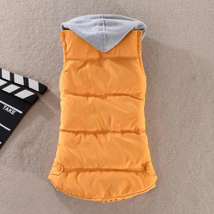 Women's Sleeveless Quilted Removable Hooded Winter Puffer Vest Coat