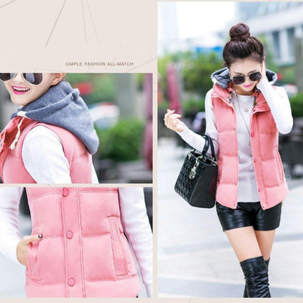 Women's Sleeveless Quilted Removable Hooded Winter Puffer Vest Coat