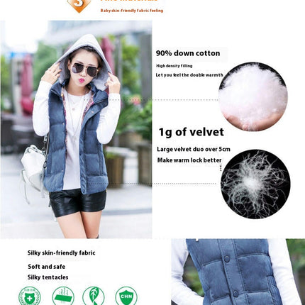 Women's Sleeveless Quilted Removable Hooded Winter Puffer Vest Coat