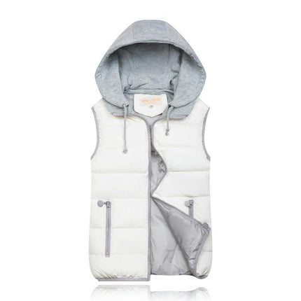 Women's Warm Vest Outerwear Puffer Sleeveless Vest With Detachable Hood