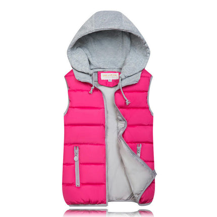Women's Warm Vest Outerwear Puffer Sleeveless Vest With Detachable Hood