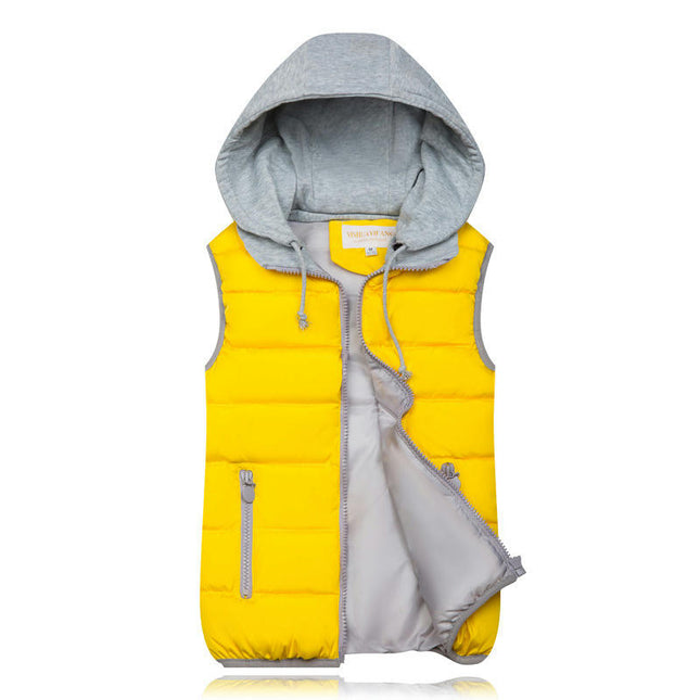 Women's Warm Vest Outerwear Puffer Sleeveless Vest With Detachable Hood