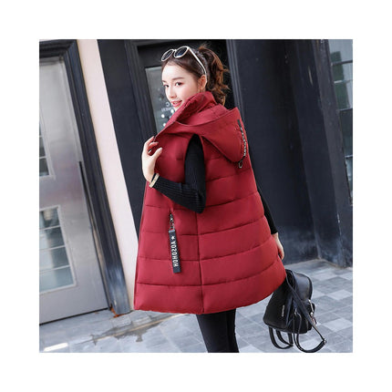 Women's Hooded Down Vest Full-Zip Sleeveless Puffer Vest Coats Jacket