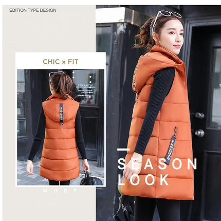 Women's Hooded Down Vest Full-Zip Sleeveless Puffer Vest Coats Jacket