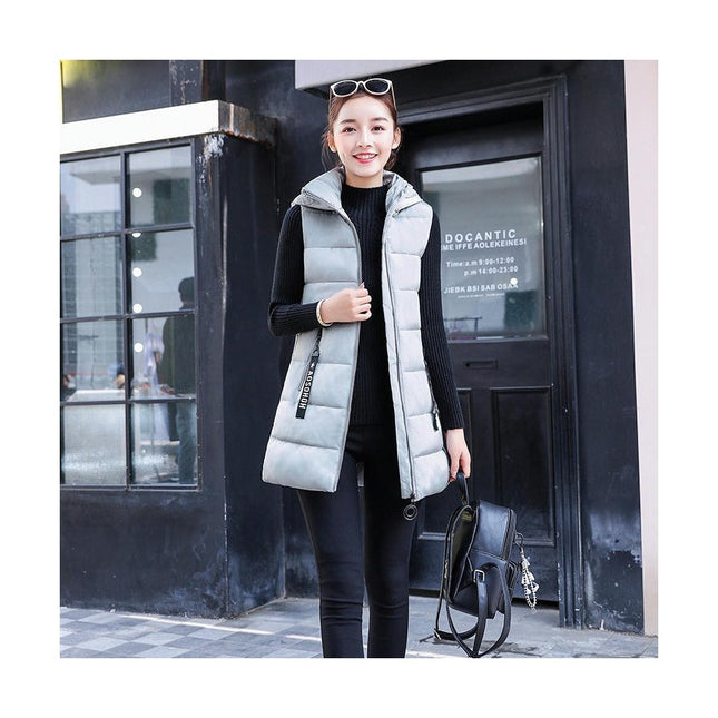 Women's Hooded Down Vest Full-Zip Sleeveless Puffer Vest Coats Jacket