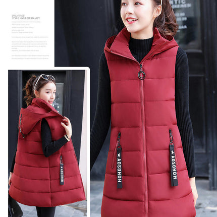 Women's Hooded Down Vest Full-Zip Sleeveless Puffer Vest Coats Jacket