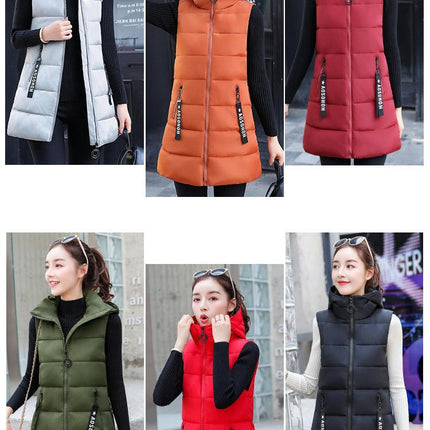 Women's Hooded Down Vest Full-Zip Sleeveless Puffer Vest Coats Jacket