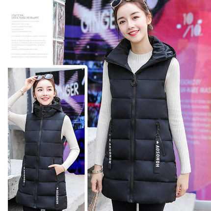 Women's Hooded Down Vest Full-Zip Sleeveless Puffer Vest Coats Jacket