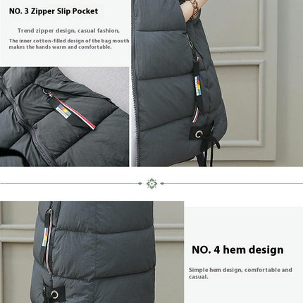 Women's Hooded Long Down Vest Full-Zip Sleeveless Puffer Vest Coats