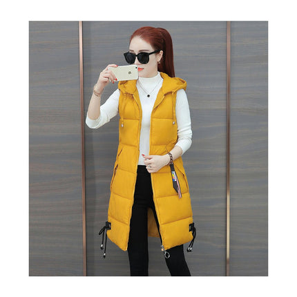 Women's Hooded Long Down Vest Full-Zip Sleeveless Puffer Vest Coats