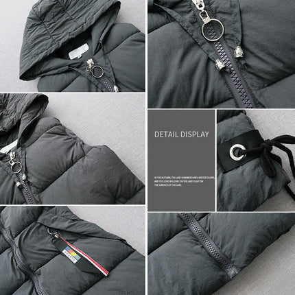 Women's Hooded Long Down Vest Full-Zip Sleeveless Puffer Vest Coats