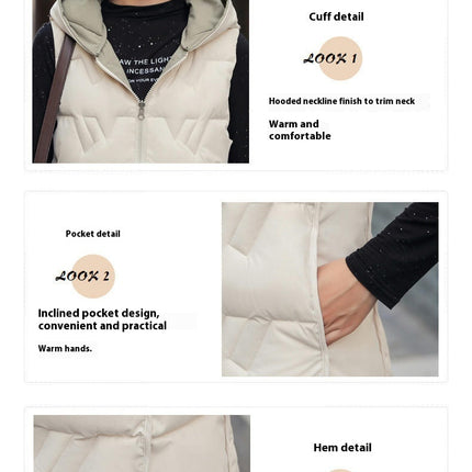 Women's Long Vest Winter Hooded Sleeveless Zip Up Long Jacket Vest