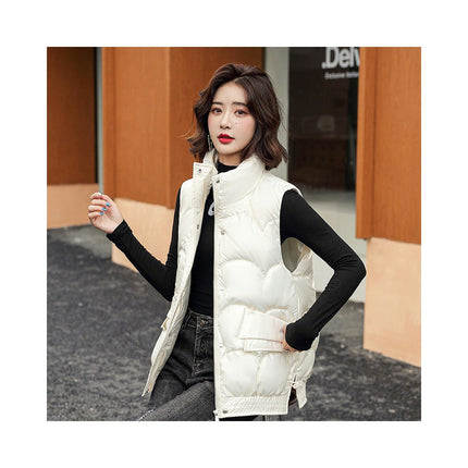 Women Stand Collar Gilet Zip Vest Sleeveless Winter Down Jackets Warm Vests Outerwear