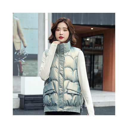 Women Stand Collar Gilet Zip Vest Sleeveless Winter Down Jackets Warm Vests Outerwear