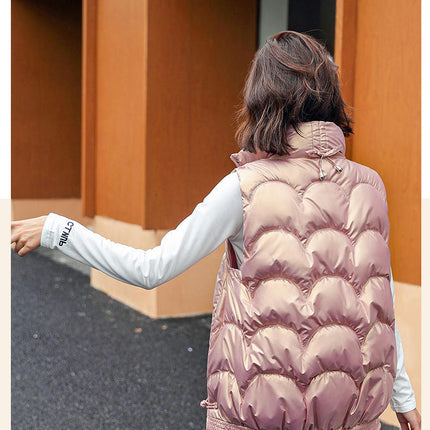 Women Stand Collar Gilet Zip Vest Sleeveless Winter Down Jackets Warm Vests Outerwear