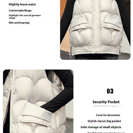 Women Stand Collar Gilet Zip Vest Sleeveless Winter Down Jackets Warm Vests Outerwear