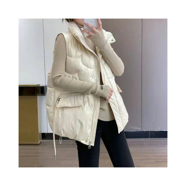 Women's Puffer Vest Zip Up Sleeveless Stand Collar Vest Jacket