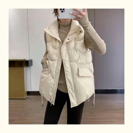 Women's Puffer Vest Zip Up Sleeveless Stand Collar Vest Jacket