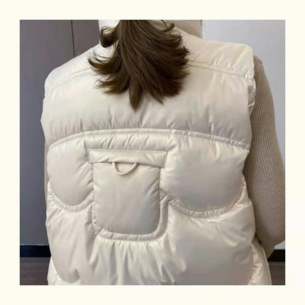 Women's Puffer Vest Zip Up Sleeveless Stand Collar Vest Jacket